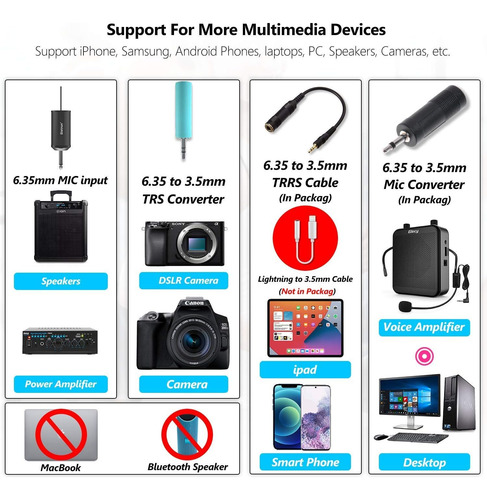 Uhf - Sistema De Micrófono De Solapa Inalámbrico Lavalier, M