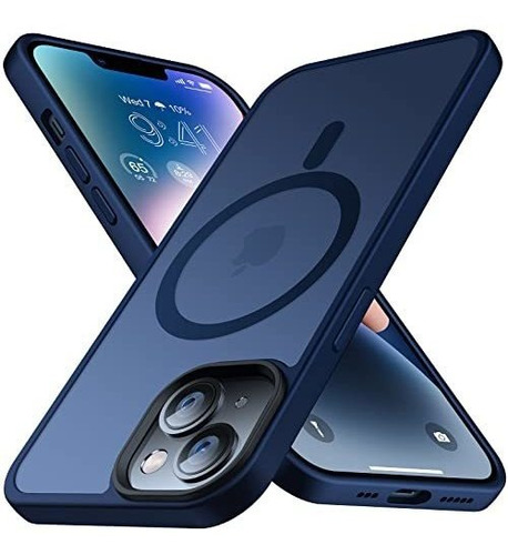 Funda Para iPhone 14 Con Iman Color Azul Silicona Plastico