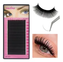 Comprar Navina Extensiones Pestañas Seda Peloxpelo Rosa!