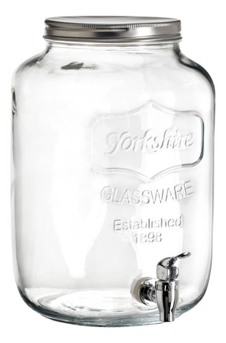 Caja 4 Piezas Dispensador De Vidrio Transparente C/tapa 8 L