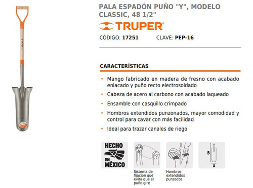 Imagen 2 de 4 de Pala Pocero ½ Luna (gubia) Mango Anilla Metal Truper Pep-16