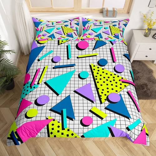 80s 90s Juego De Cama De Estilo Moderno Tamaño Queen, Patrón