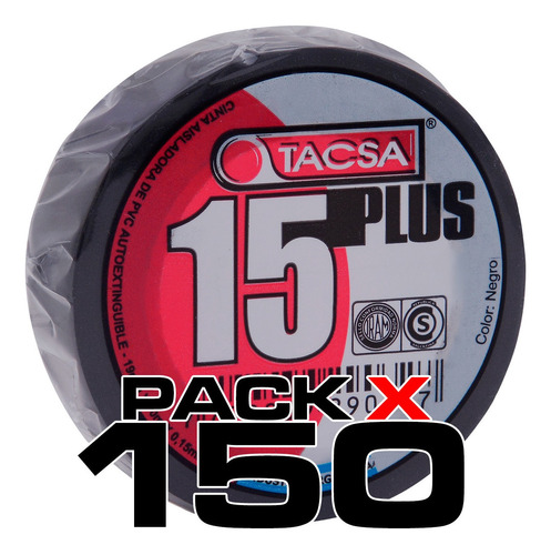 Cinta Aisladora Tacsa X 10mts Negro Pack X 150 Unidades P