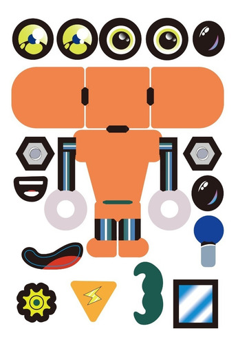 Imagen 4 de 7 de Stickers Autoadhesivos Didactico X4 Robots Souvenirs