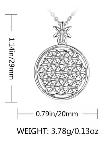 Imagen 3 de 6 de Dije Flor De La Vida + Cadena De Plata 925