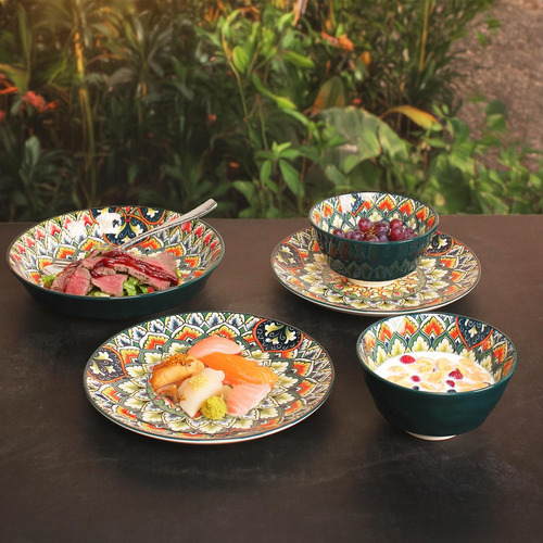 Juos De Vajilla De Mandala De Ya Ju (12 Pc) Sirve 4, Vajilla