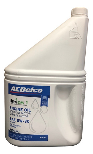 Aceite Acdelco 5w30 Sintético Dexos1 Gen3 Bidón 4 Litros 