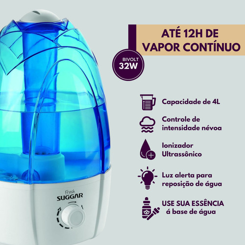 Umidificador A Vapor Difusor Ultrassônico Suggar Fresh Um45