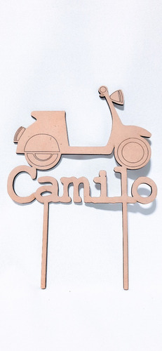 Imagen 1 de 4 de Topper Cake Cartel Torta Mod. Vespa Personalizable - Mdf