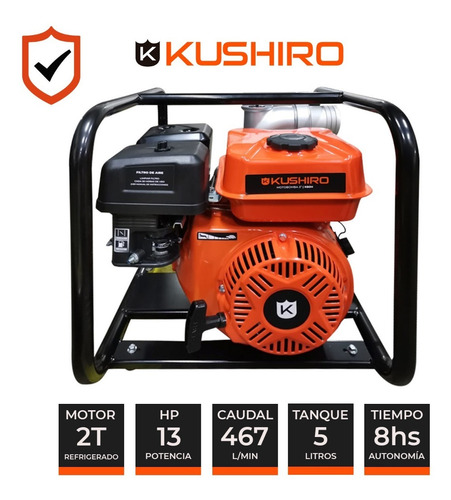 Motobomba Kushiro 2 Pulgadas K50h 212cc 467 L/min Garantía