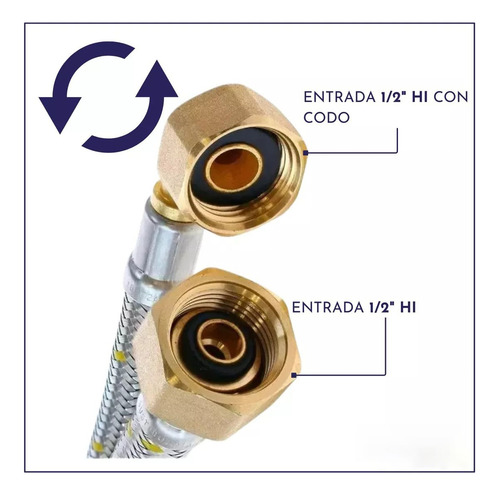 Flexible De Gas Con Codo Certificado Sec 1/2 Hi X 1/2 Hi