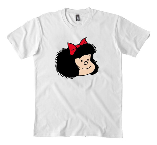 Imagen 1 de 6 de Remera Blanca Mafalda Moño Modal Premium Hombre Mujer Niños