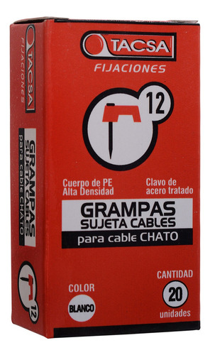 Grampas Sujeta Cable Tacsa N°12 Clavo De Acero X20 Cajas P