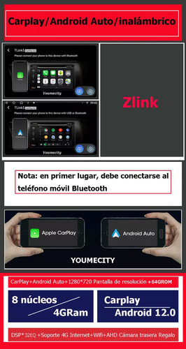 Auto Radio Estéreo Android Gps Carplay Bluetooth Pantalla Youmecity 4G Wifi USB Para Chevrolet S10 Max 2021-2024