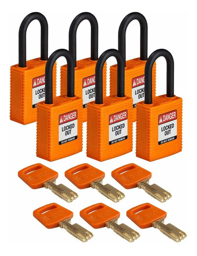 Brady Safekey Candado De Bloqueo Nylon Naranja Grillete De P