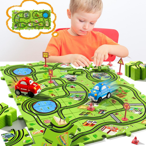 Juego De 48 Piezas De Coches De Carreras Para Niños