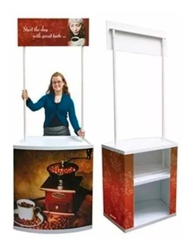 Módulos Stand Counter Display Pvc 85x200cm Marketing Curvo