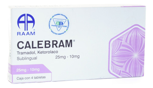 Calebram Tramadol Ketorolaco 25/10mg C/4tabs Sublingual Raam