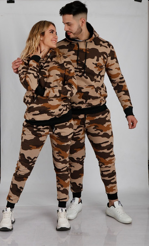 Imagen 3 de 10 de Buzo Friza Dama Canguro Hoodie Camuflado Aesthetic A24
