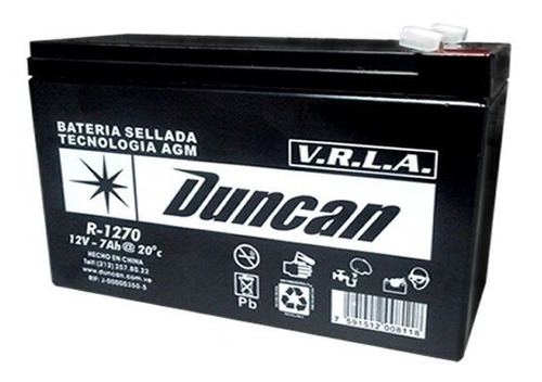 Batería 12v 7amp Duncan Oferta