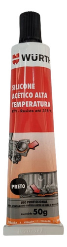 Wurth Silicone Acético Alta Temperatura Preto 50gr