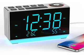 Doble Reloj Despertador Digital Bocina Bluetooth Y Radio Fm