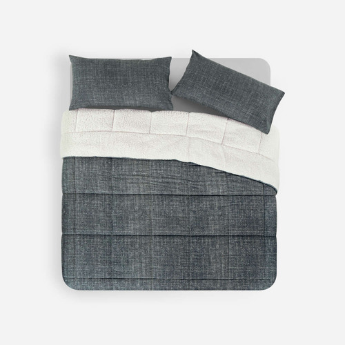 Plumón Alaska Sherpa Liso Navy 1,5 Plazas Azul Estampado