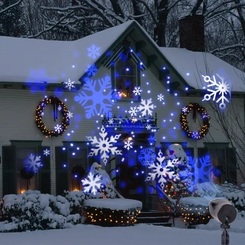 Proyector De Luces Navideñas Con Diseño De Copos De Nieve Pa