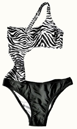 Traje De Baño Mujer Monokini Estampado Cebra Nuevo!