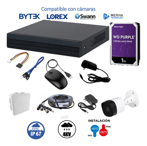 Kit Dvr 8 Canales 5mp Compatible Cámaras Bytek, Hdd+cámaras