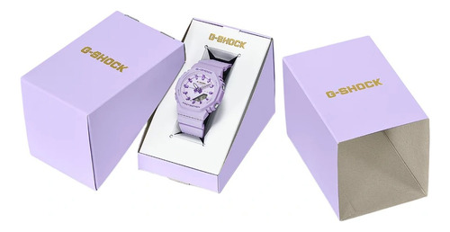 Reloj Casio G-shock Gma-p2125w-6a Correa Lila Bisel Lila Fondo Lila