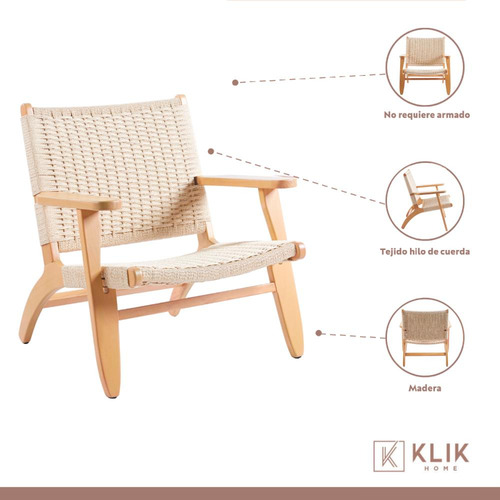 Butaca Sitial Danesa Wegner - Madera Hilo De Cuerda