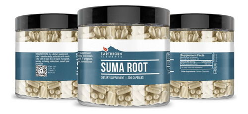 Earthborn Elements Suma Root 200 Cápsulas, Puras Y Sin Dilui