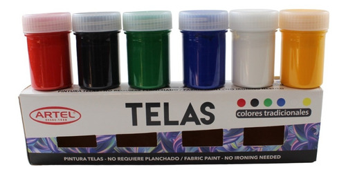 Set Pintura Para Tela 6 Colores Artel. No Requiere Planchado