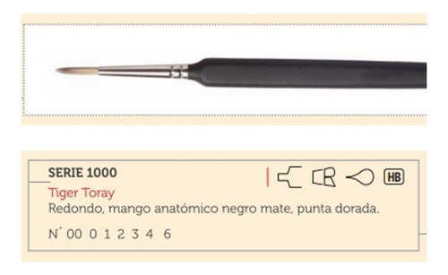 Pincel Redondo Casan Serie 1000 Tiger Toray Anatomico N°3