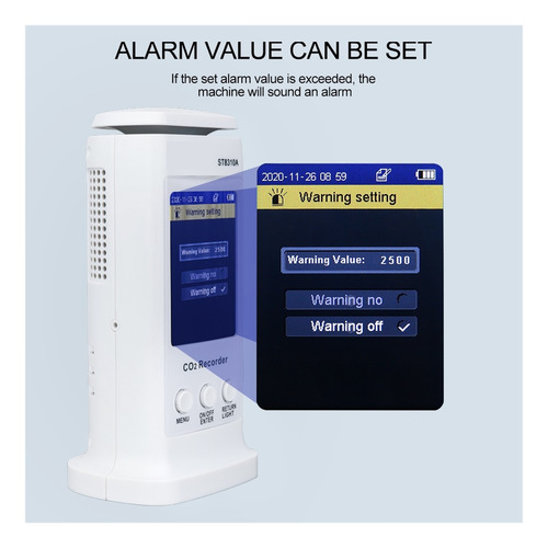 Registrador De Co2 Com Wifi E Analisador De Gás Com Tela Lcd