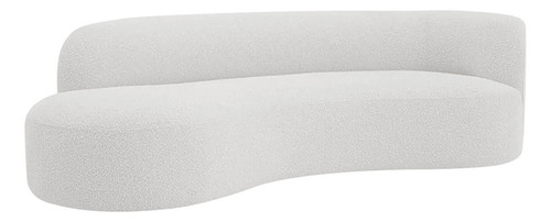 Divã Recamier Orgânico Tokyo 160cm Lado Esquerdo Bouclé Cor Branco