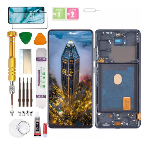 (Negro) Macro+Pantalla Para Samsung Galaxy S20 FE 4G/5G SM-G780F, G781B, G780G, G780F/DSM, G781B/DS, G781U, G781U1, G781W, G7810, G781V Display Gadget Troops (Incell Sin Huella Dactilar)