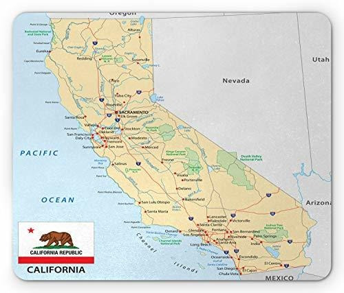 Pad Mouse - Alfombrilla De Ratón Lunarable California, Mapa 