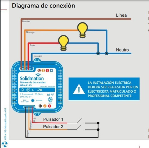 Imagen 2 de 2 de Hpa 4143 Dimmer Wifi De Dos Canales - Solidmation