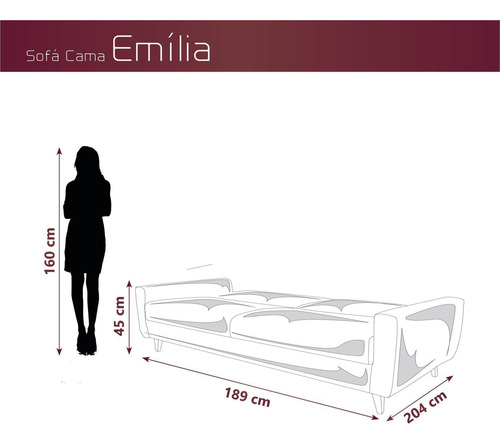Sofá Cama 3 Lugares Reclinável Emília Matrix