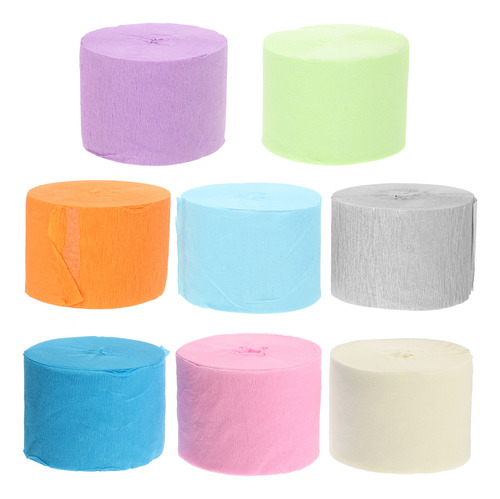 Papel Crepé, Cinta De Colores, Papel De Colores, 8 Rollos