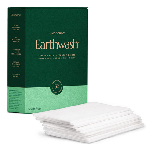 Earthwash Cleanomic - Hojas De Detergente Para Ropa (hasta 6