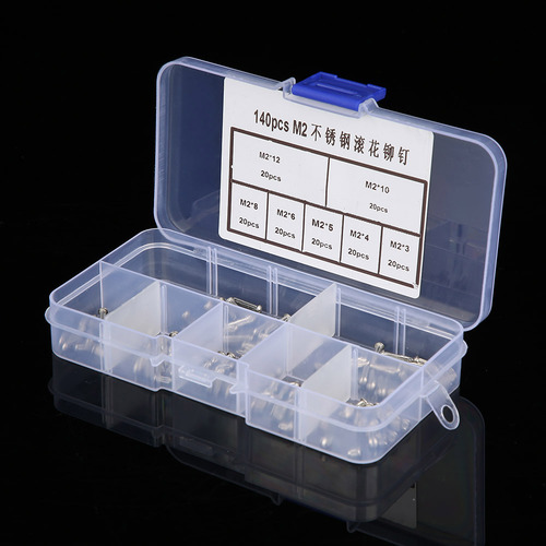 Remache, 140 Piezas, Vástago Moleteado De Acero Inoxidable M