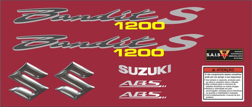 Jogo Faixa Emblema Adesivo Suzuki Bandit 1200s 2008 Vermelha