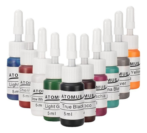 Kit Tintas Profesional Para Tatuar Tatuajes 5ml 10 Colores
