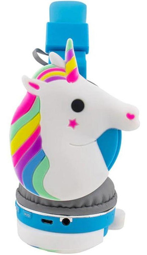 Audífonos 3d Diseño De Unicornio, Mxpey-001, Azul, Jack 3.5m Color Negro