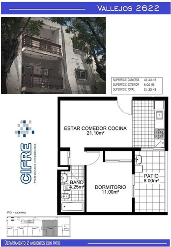 Ph A Estrenar De 3 Ambientes En Planta Baja Al Frente Con Patio.