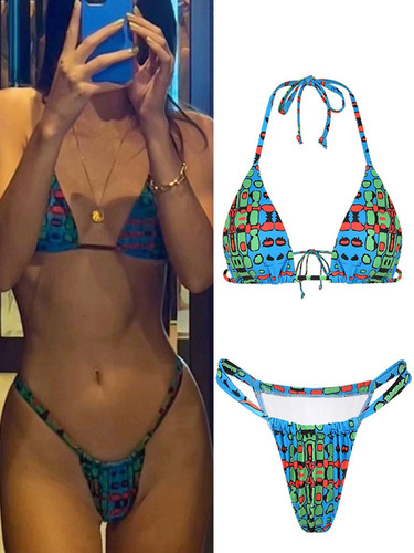 Bikini Con Estampado De Serpiente Conjunto De Bikini Tanga
