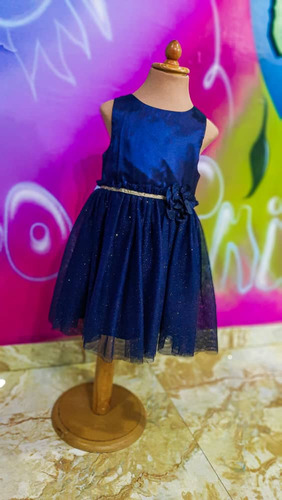 Elegante Vestido Para Niña Marca H&m Color Azul Marino 